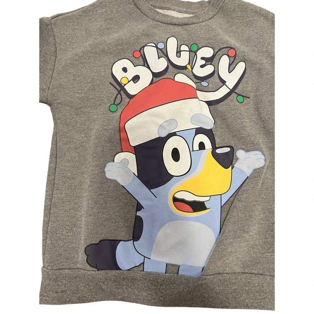 Bluey Christmas Sweatshirt Sweatpants Set Gray‎ Holiday Bingo Kids Size 6/7